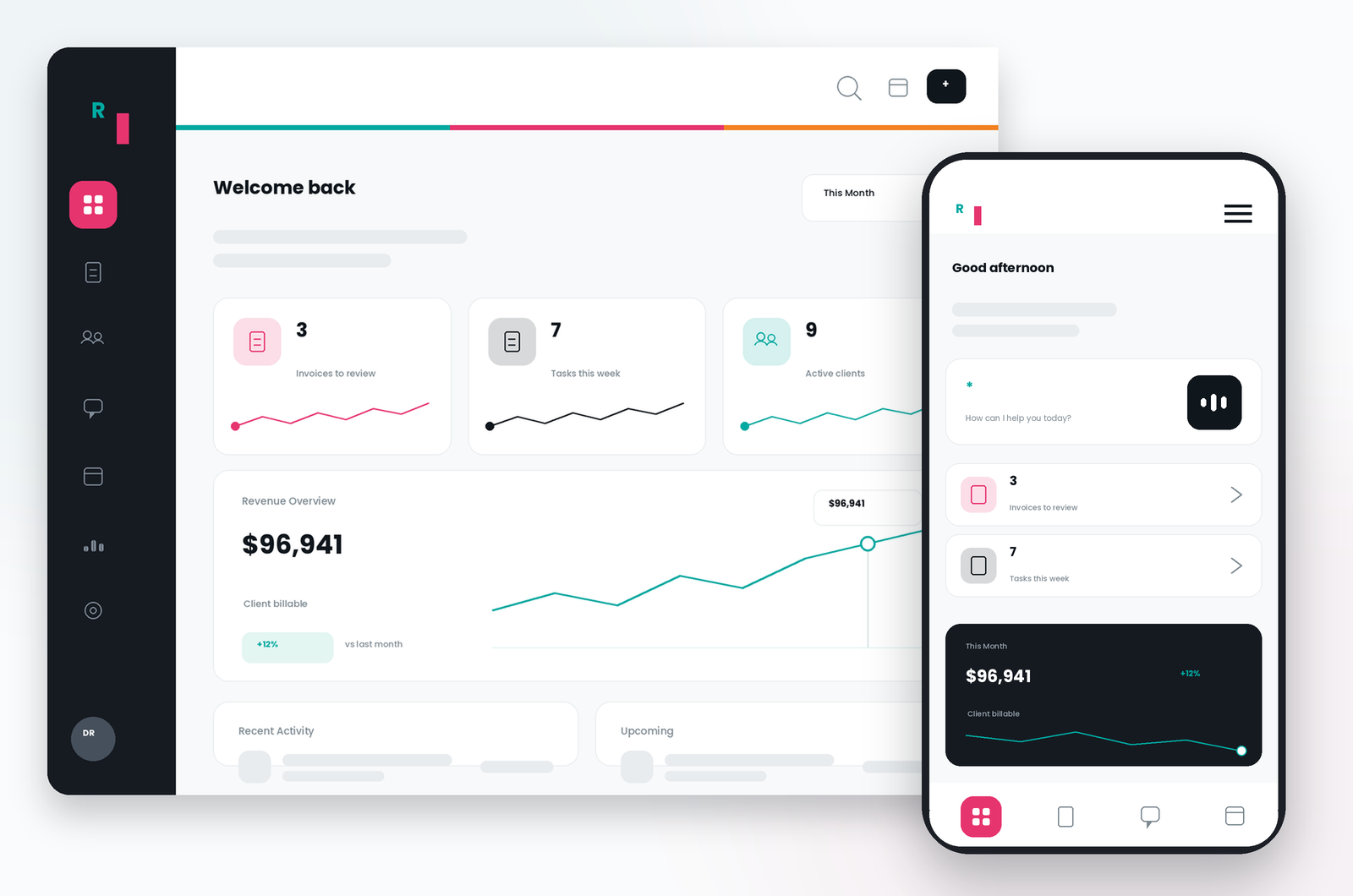 RunMyAgency on a desktop and a phone