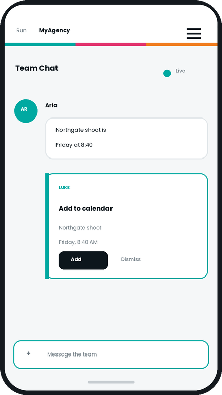 Team chat with an AI suggestion